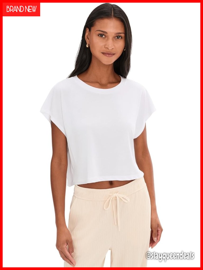 Relaxed Fit Scoop Neck Cropped Tee Modal Blend